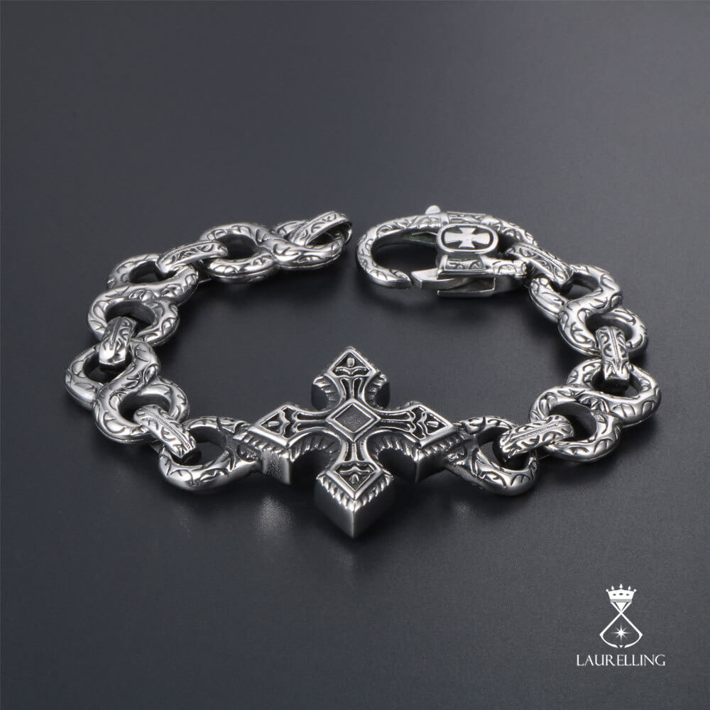 Vintage Cross Punk Titanium Steel Bracelet