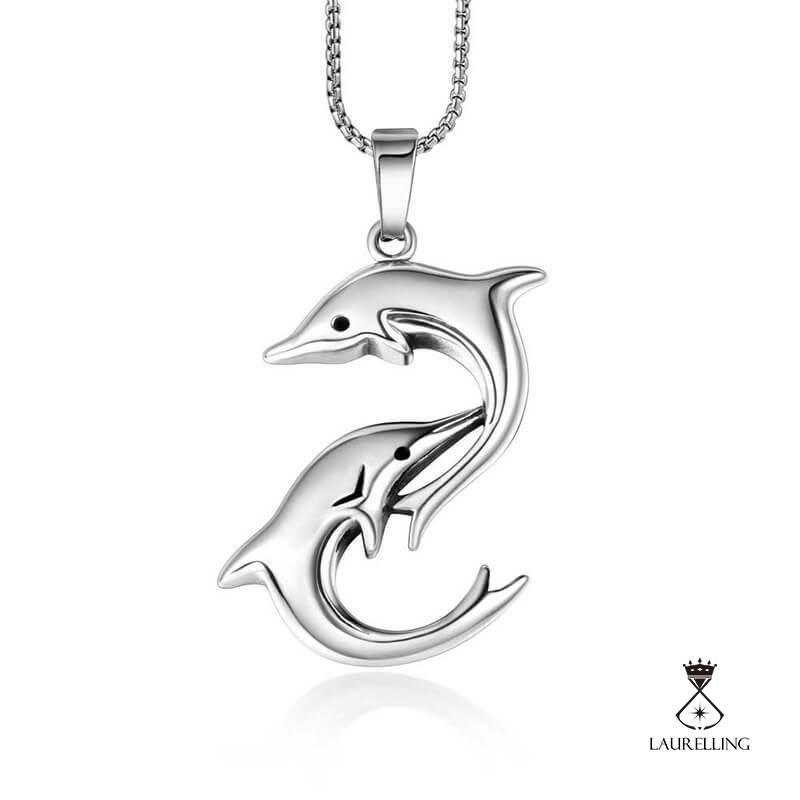 Playful Dolphin Titanium Steel Pendant Necklace