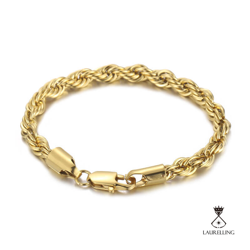 Titanium Steel Gold Double Color Twist Bracelet