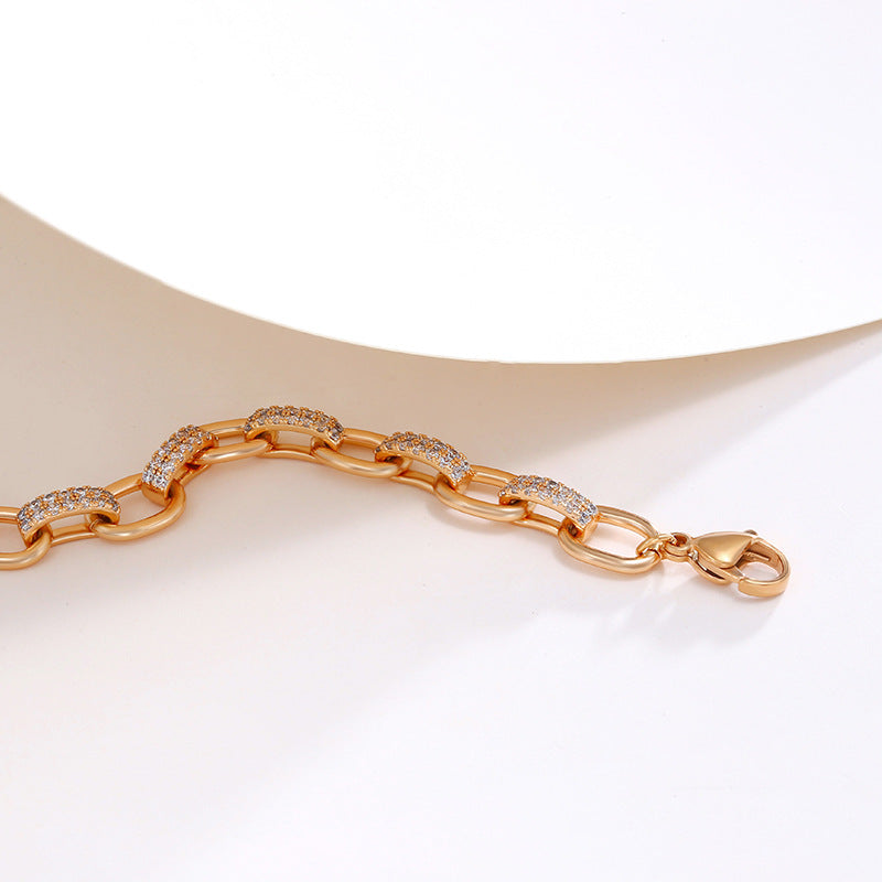 Inlaid Zircon Oval Ring Light Luxury High-end Fashion Bracelet