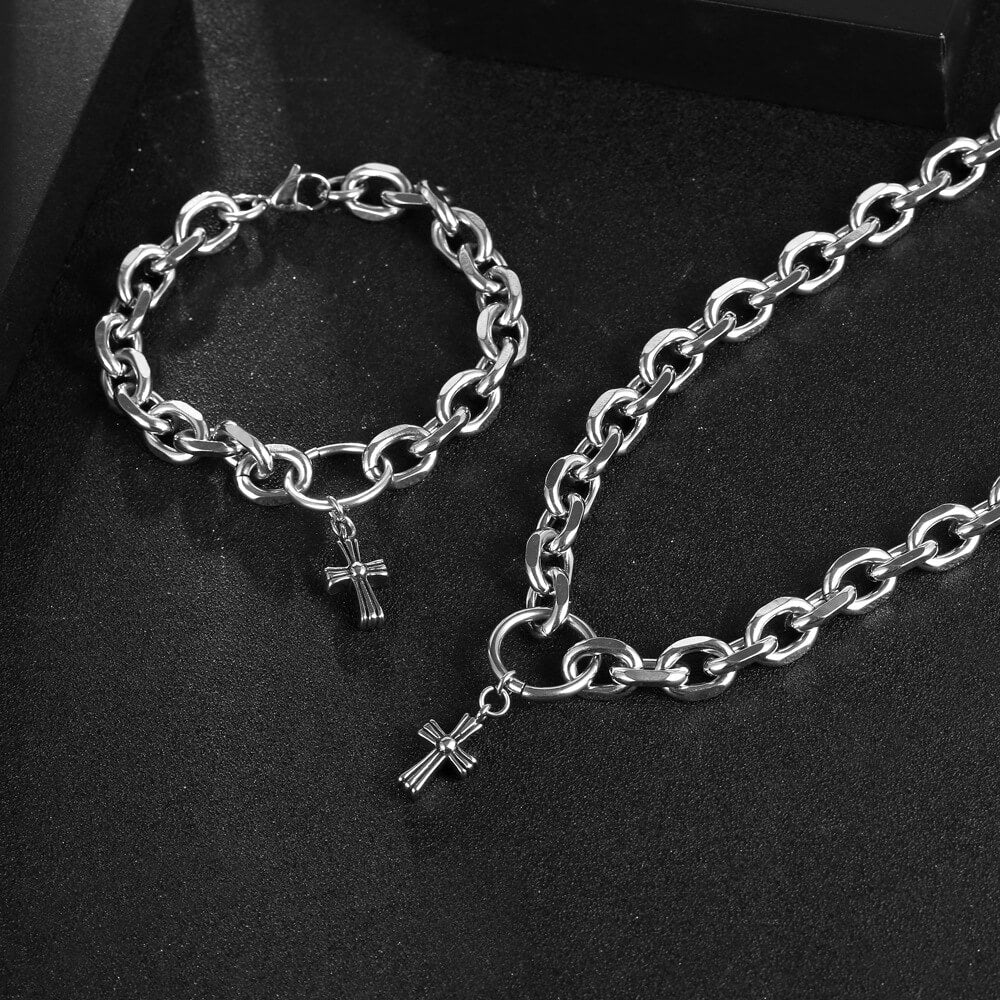 Titanium Steel Cross Bracelet Necklace