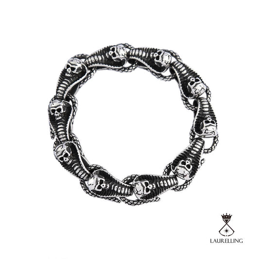 Titanium Steel Skull Snake Bracelet