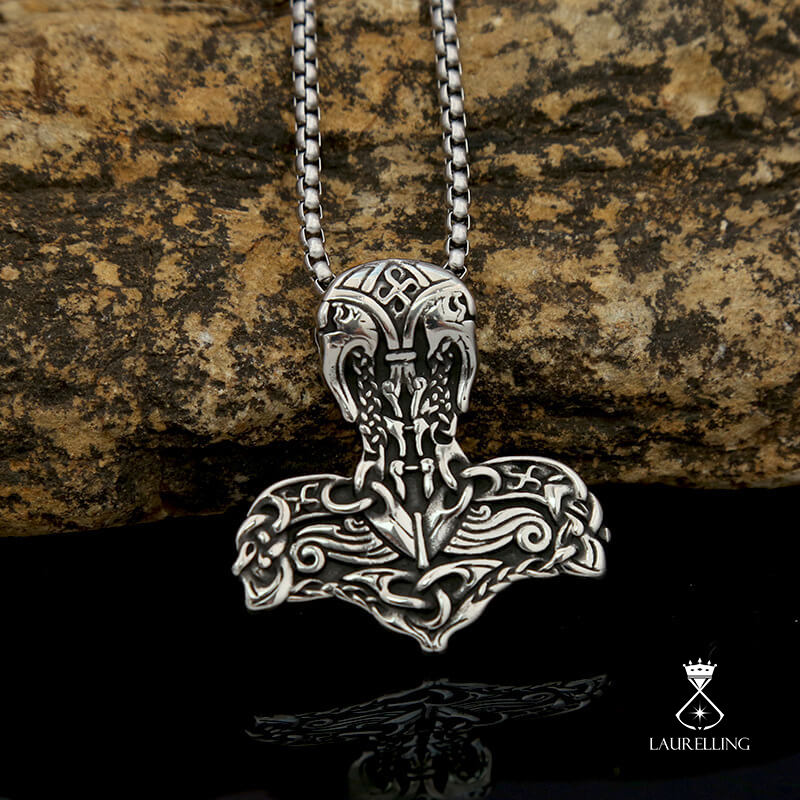 Stainless Steel Odin Sol Thor Hammer Pendant Necklace