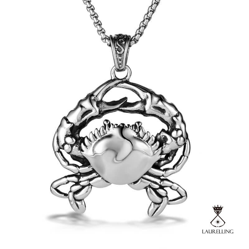 Titanium Steel Punk Cute Little Crab Pendant Necklace