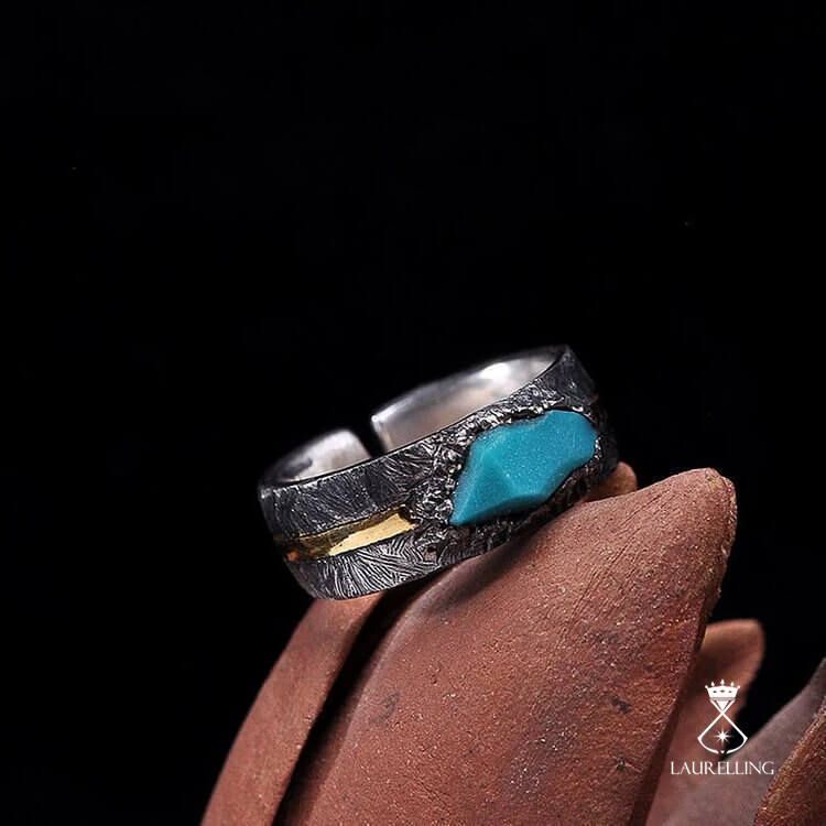 Men's Vintage Inlaid Turquoise Adjustable Ring