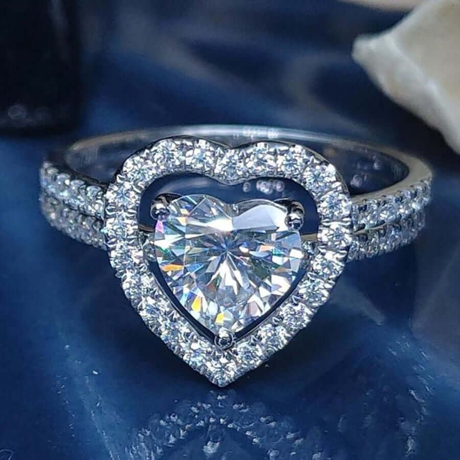 Unique 2 Pcs Heart Shape Zircon Ring