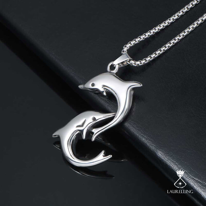 Playful Dolphin Titanium Steel Pendant Necklace