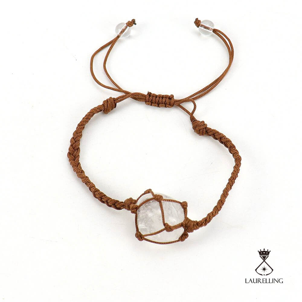Braided Brown Rope Crystal Bracelet