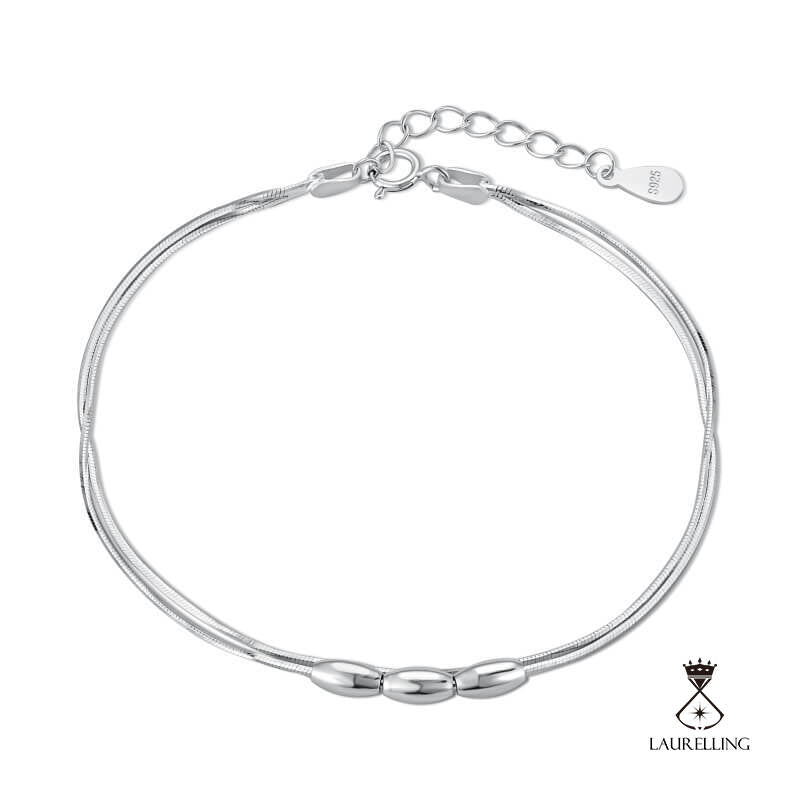 S925 Sterling Silver Double Grain Rice Bracelet