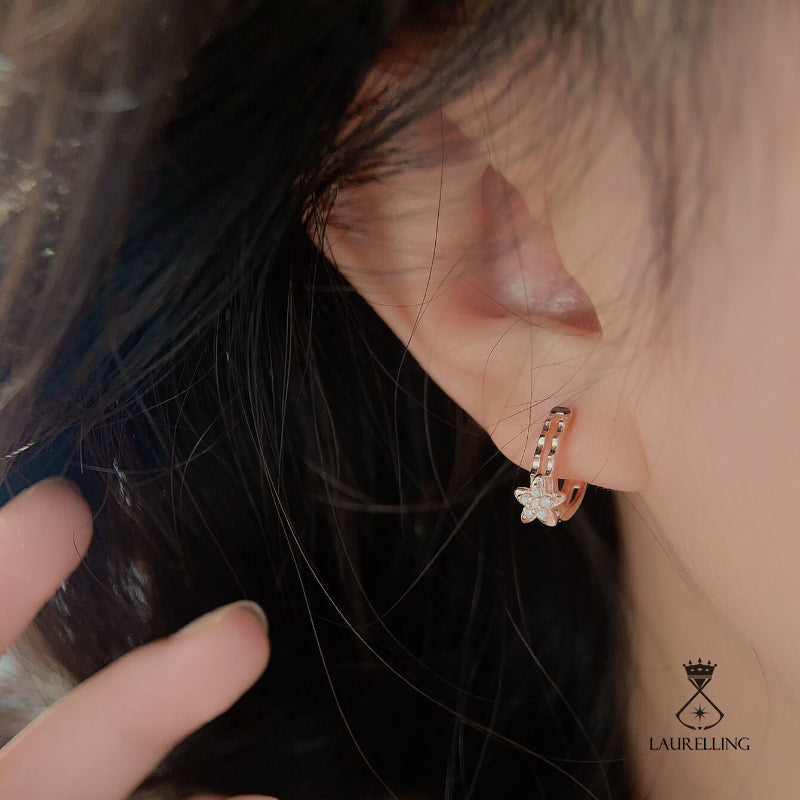 Floral Design with Diamond Stud Earrings