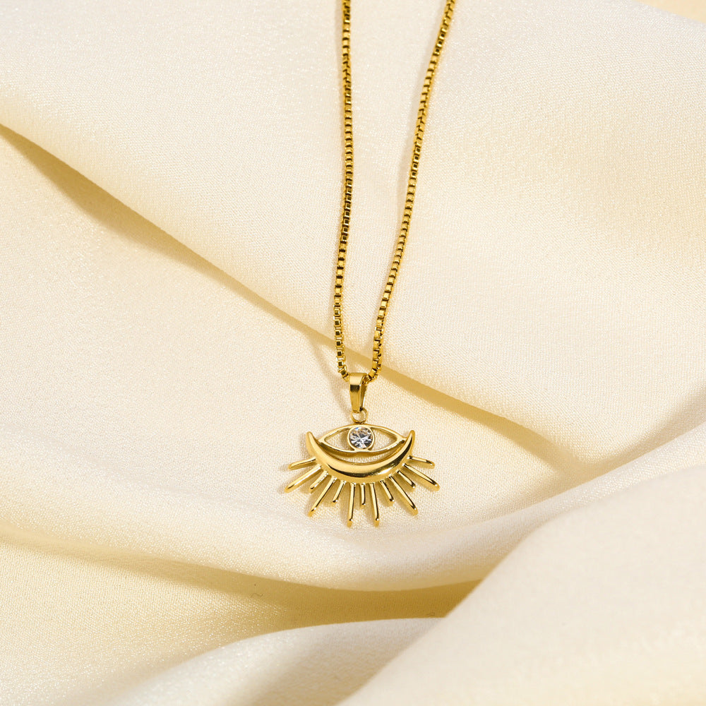 Golden Hollow Evil Eye Pendant Necklace
