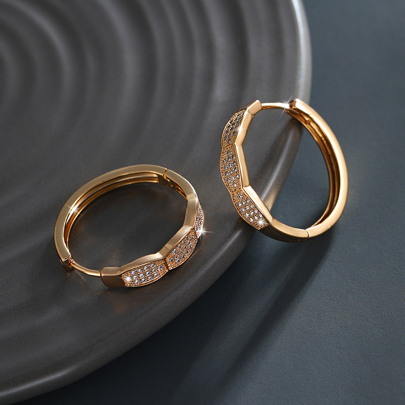 K Gold-plated Micro-studded Zircon Hoop Earrings