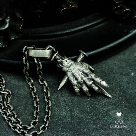 Devil's Hand Nails Cross Pendant Necklace