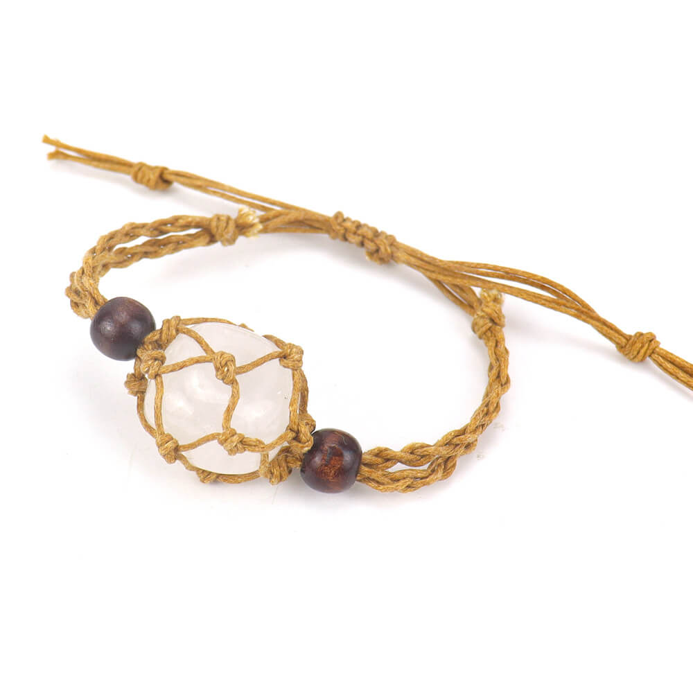 Brown Braided Rope Stone Bracelet