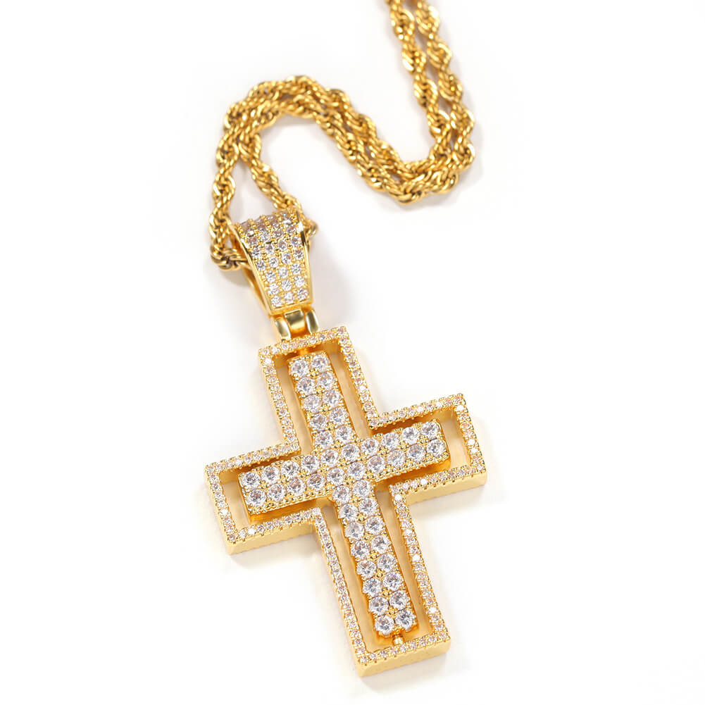 Street Hip Hop Cross Twist Pendant Necklace