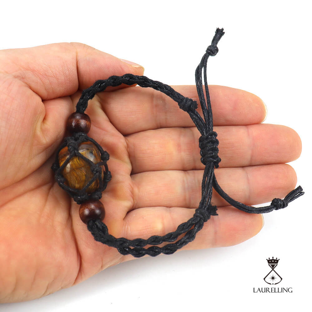 Woven Black Rope Stone Net Bracelet