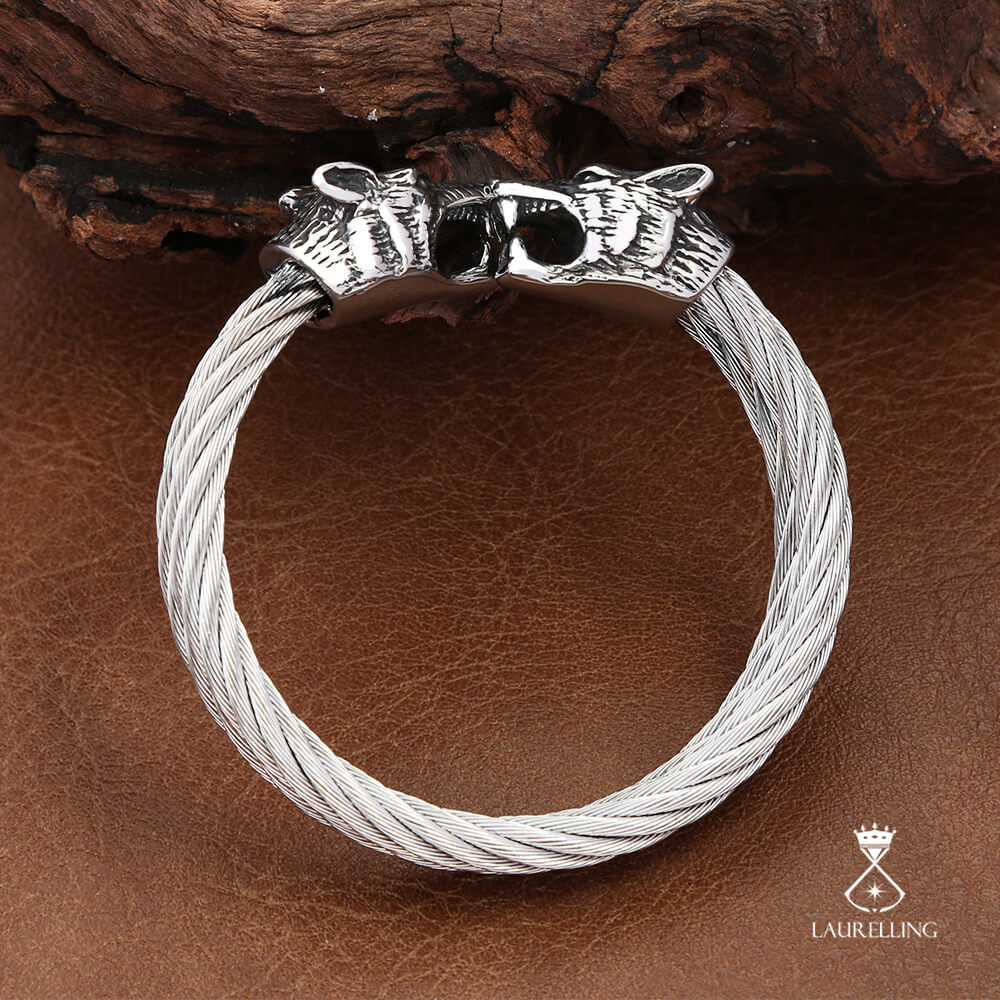 Viking Myth Titanium Steel Solid Open Adjustable Bracelet
