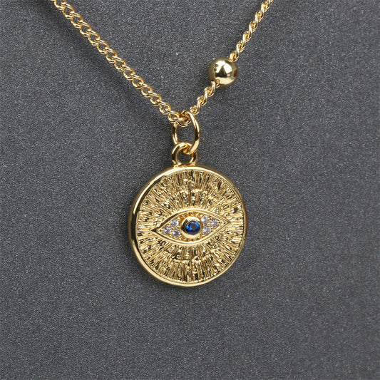 Golden Evil Eye Totem Pendant Necklace