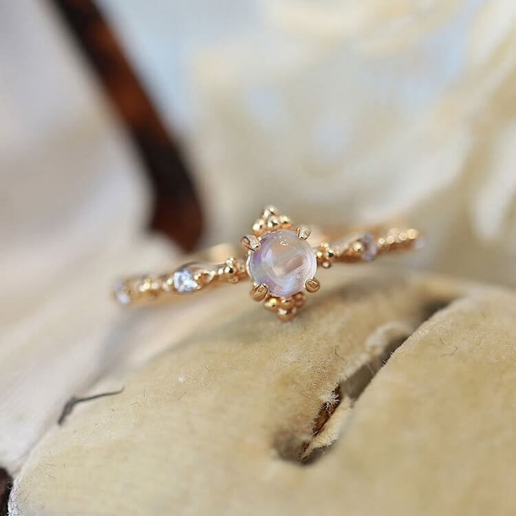 "You Are Bright Moonlight" - Dainty Moonstone Ring