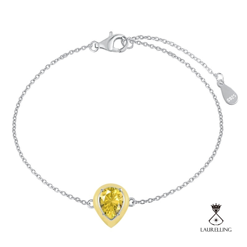 S925 Sterling Silver Yellow Water Drop Zircon Bracelet