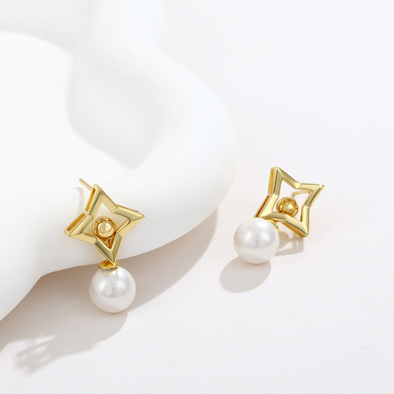 Star Imitation Pearl Detachable Two-Wear Stud Earrings