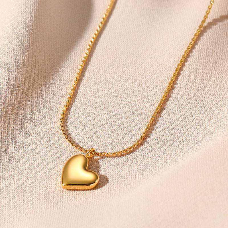 Golden Cute Heart Shape Pendant Necklace