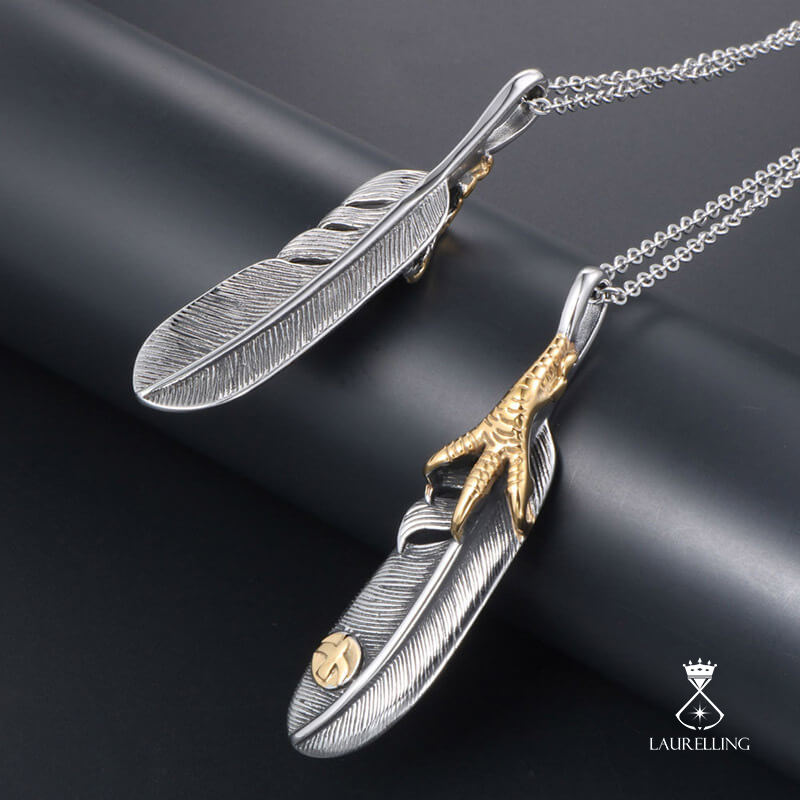 Eagle Claw Feather Pendant Necklace