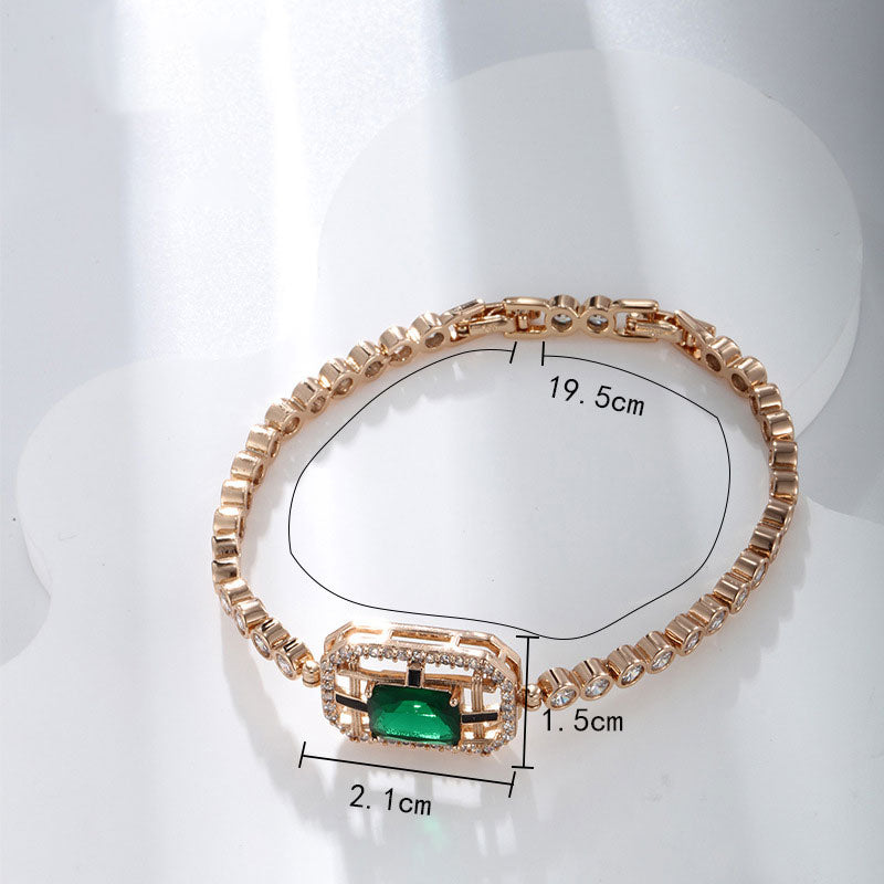 Light Luxury Fashion Cultured Emerald Square Zircon Bracelet