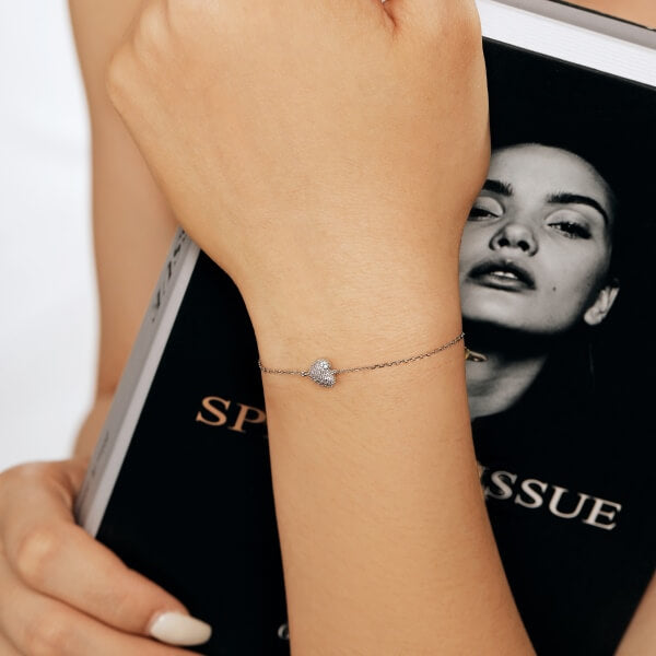 S925 Sterling Silver Love Thin Chain Bracelet