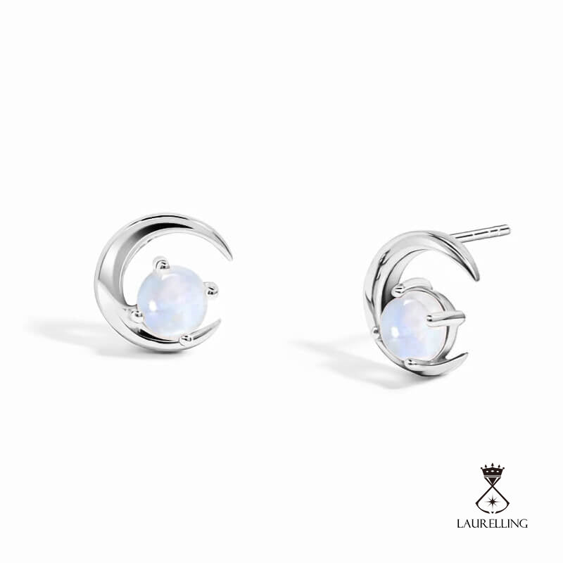 Sterling Silver S925 Moon Set with Moonstone Earrings