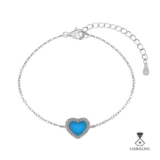 S925 Sterling Silver Love Blue Agate Bracelet