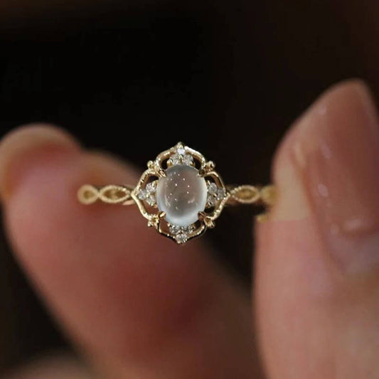 Romantic Dainty Moonstone Adjustable Ring
