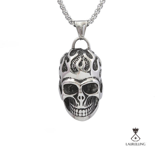 Fire Skull Hip Hop Stainless Steel Necklace