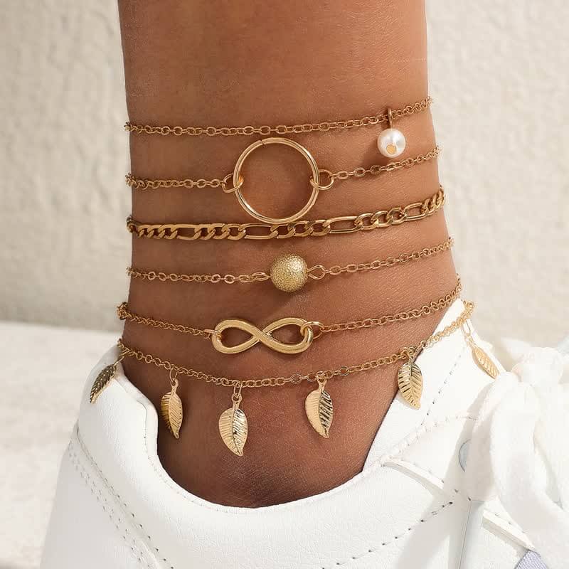 4Pcs Summer Bohemian Anklet Bracelet Set