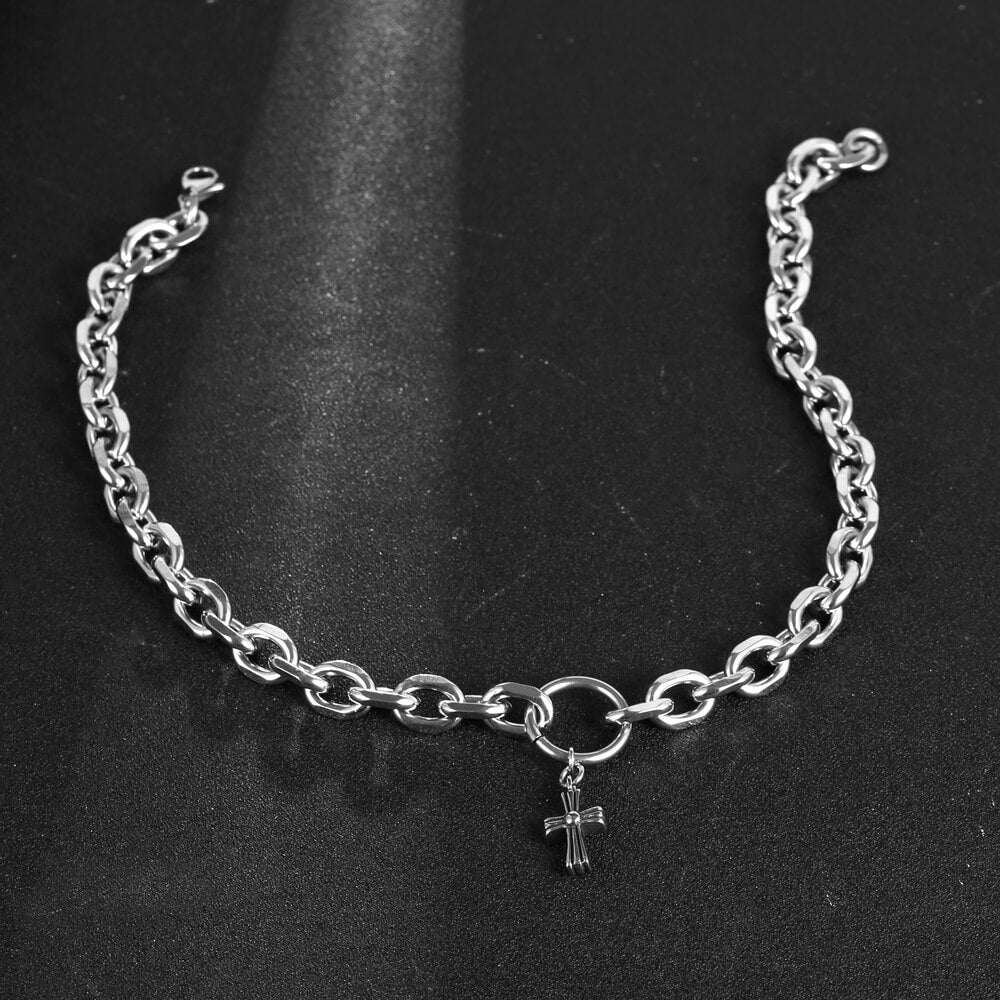 Titanium Steel Cross Bracelet Necklace