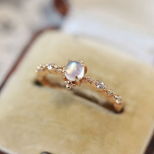 "You Are Bright Moonlight" - Dainty Moonstone Ring