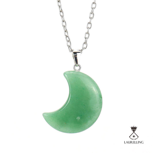 Crescent Moon Crystal Pendant Necklace