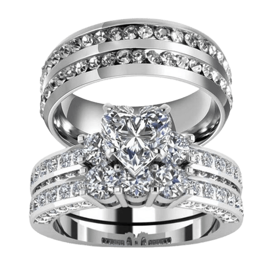Luxurious Heart Zircon Couple Ring