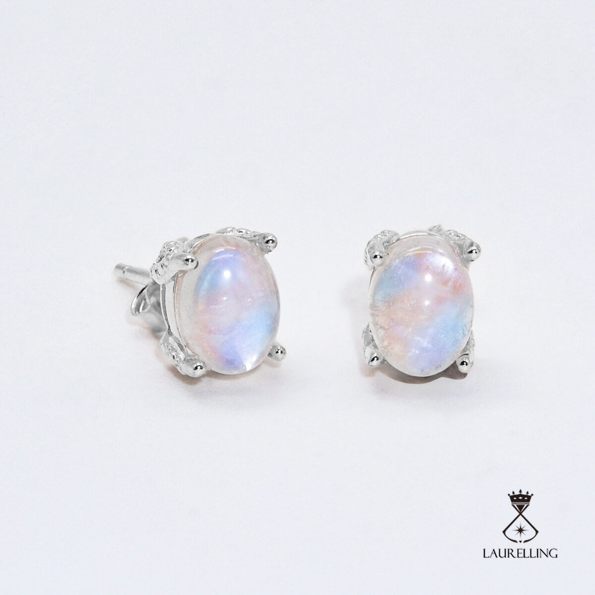 S925 Sterling Silver with Moonstone Stud Earrings