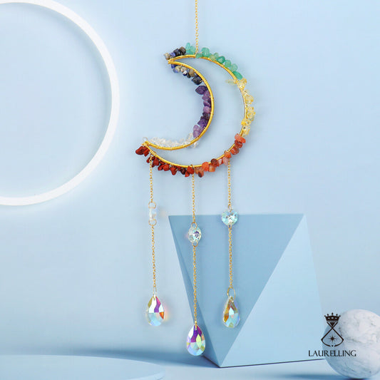 Gravel Moon Sun Crystal Window Pendant