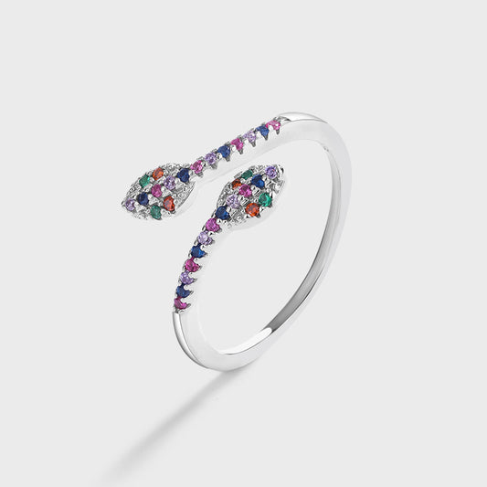 Rainbow Snake Head Colored Zircon Ring