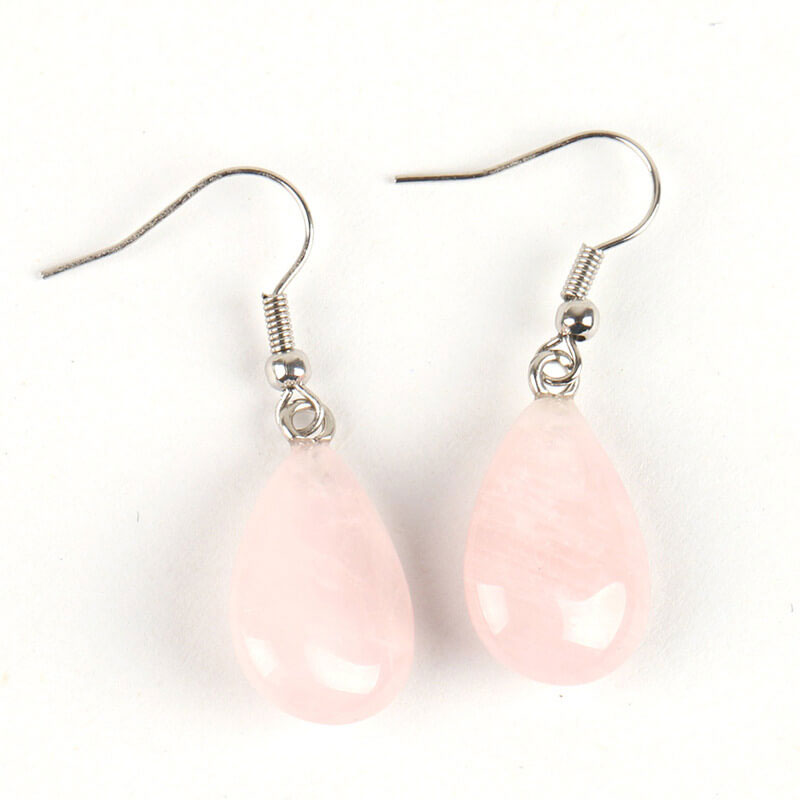 Simple Flat Drop Earrings in Polished Stone