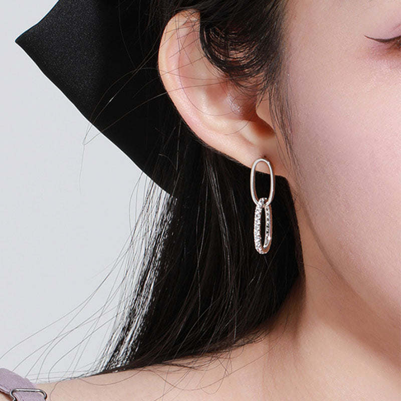 Trendy Metallic Oval Hoop Earrings