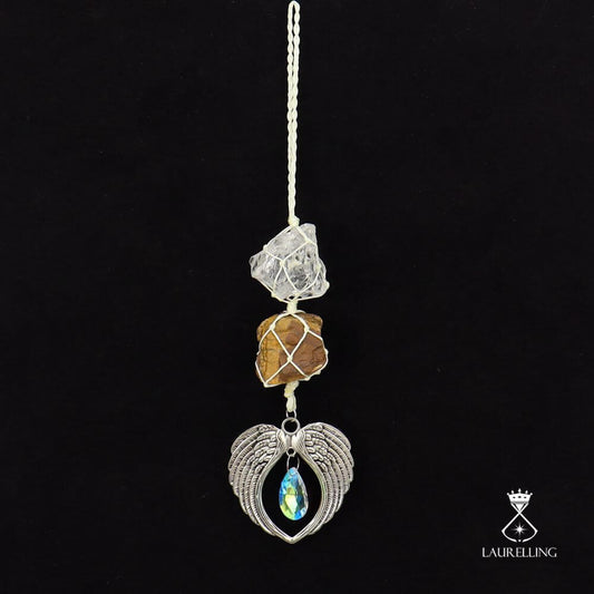 Woven Crystal Angel Wing Net Pendant