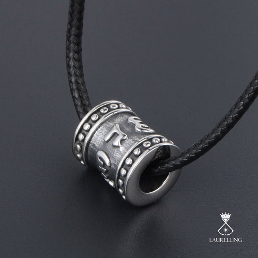 Titanium Steel Six-word Word Cylinder Bead Pendant Necklace