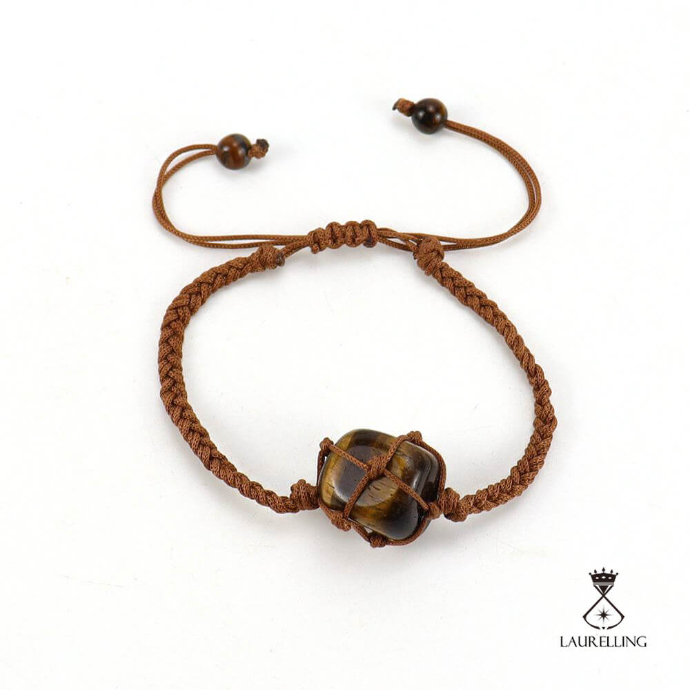 Woven Brown Thread Crystal Mesh Bracelet