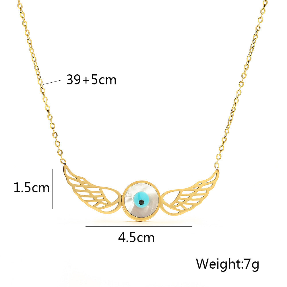 Hollow Evil Eye Wings Pendant Necklace