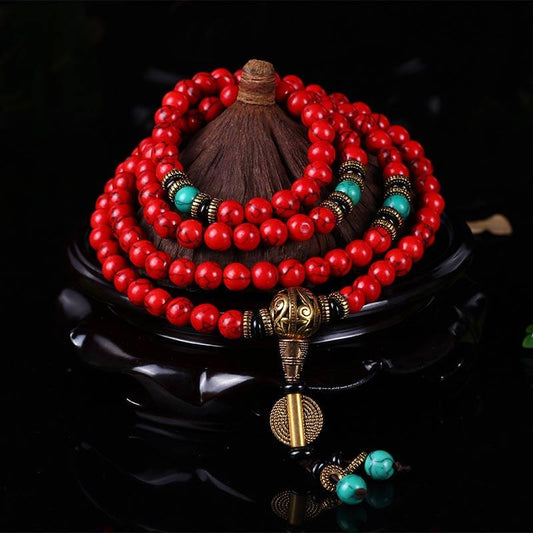 Mala Red Turquoise Lucky Necklace Bracelet