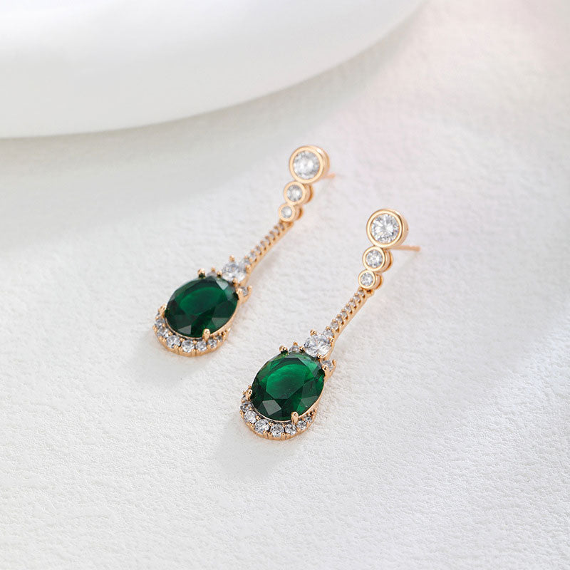 Vintage Simulated Emerald Zirconia Stud Earrings
