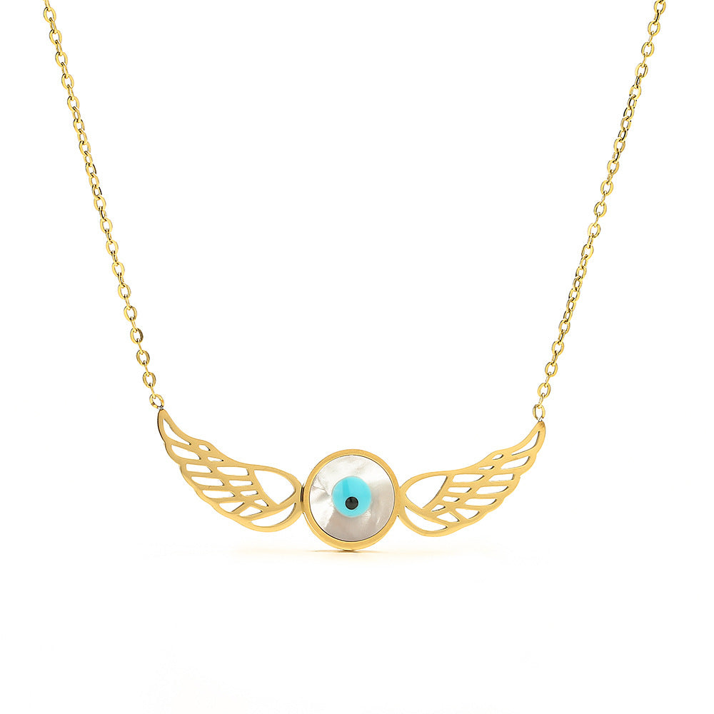 Hollow Evil Eye Wings Pendant Necklace